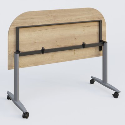 [Pas de famille] - [Pas de sous famille] - Module d'extrémité pour table abattante gamme Design 145*70 cm. Plateau Chêne naturel et pietement Aluminium.