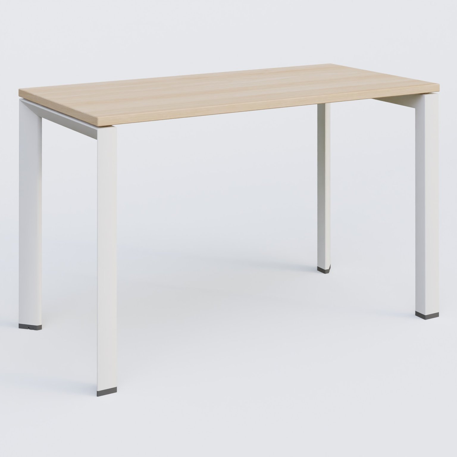 K7 plan droit 120*60 sur pieds fixe. Plateau Hêtre et pietement Blanc