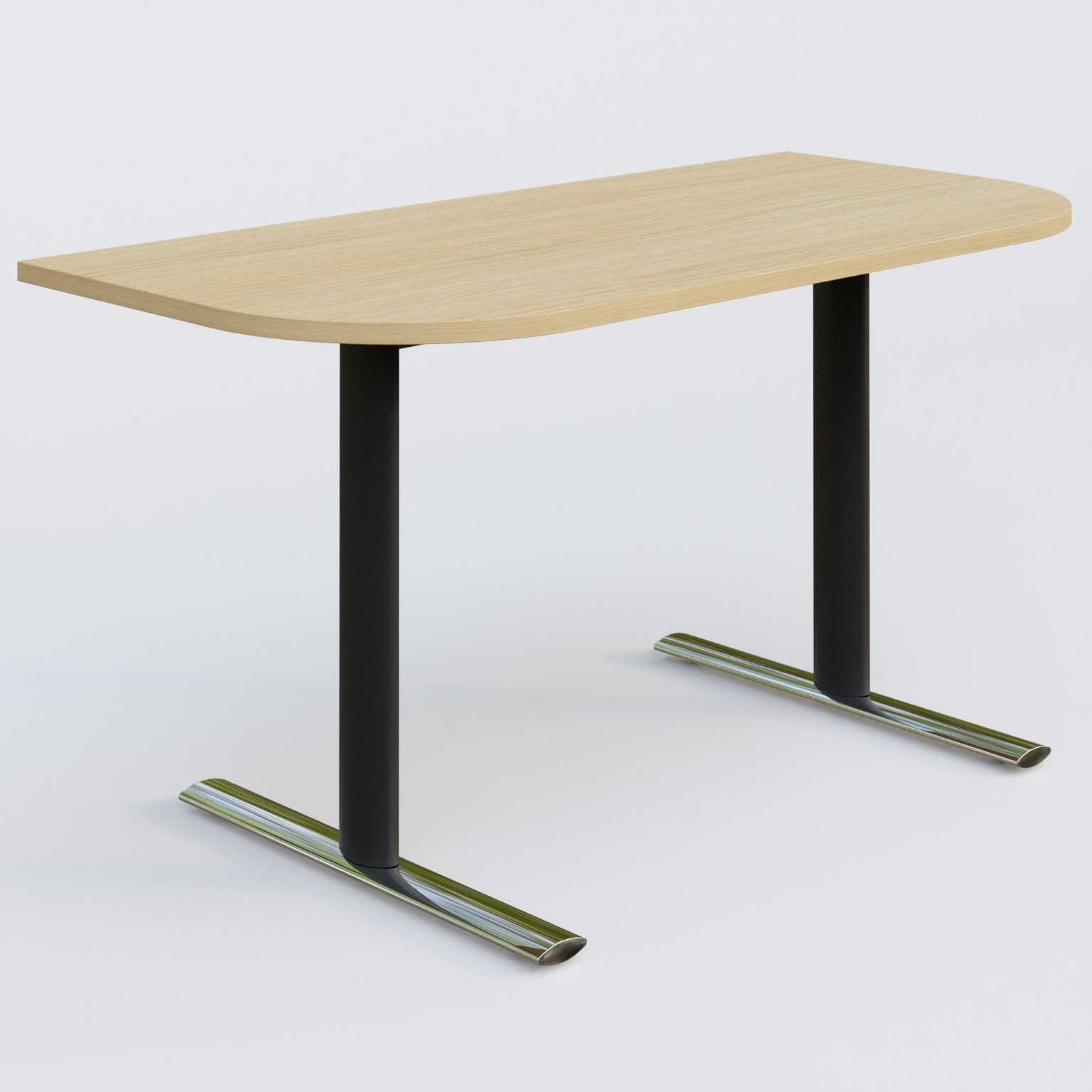 Module d'extrémité gamme Pure 145-70 cm. Plateau Chêne clair et pietement Noir/Chrome.
