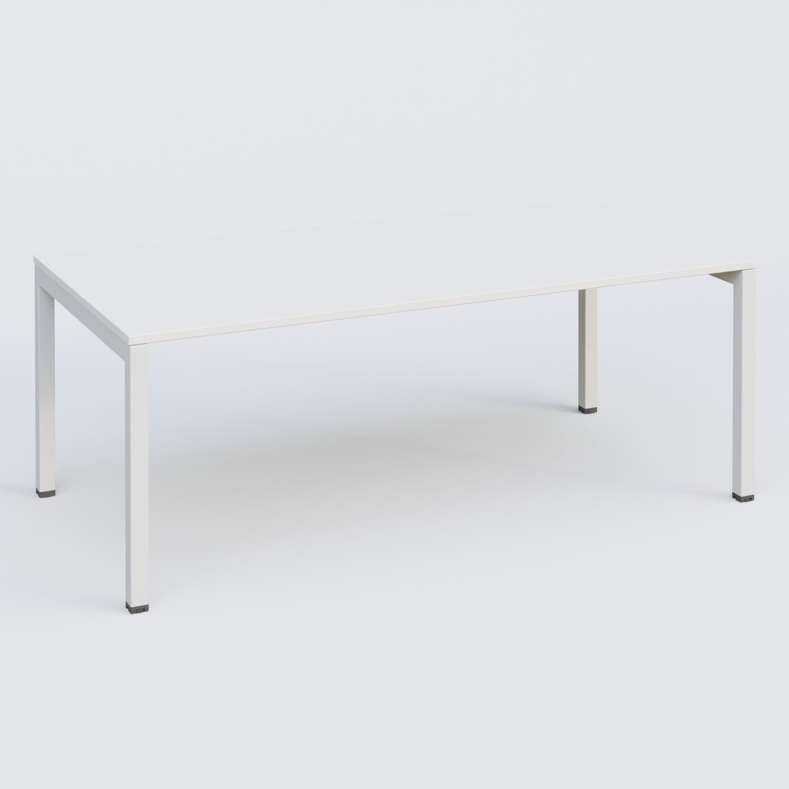 K3 plan droit 200x100cm, plateau blanc, structure blanc