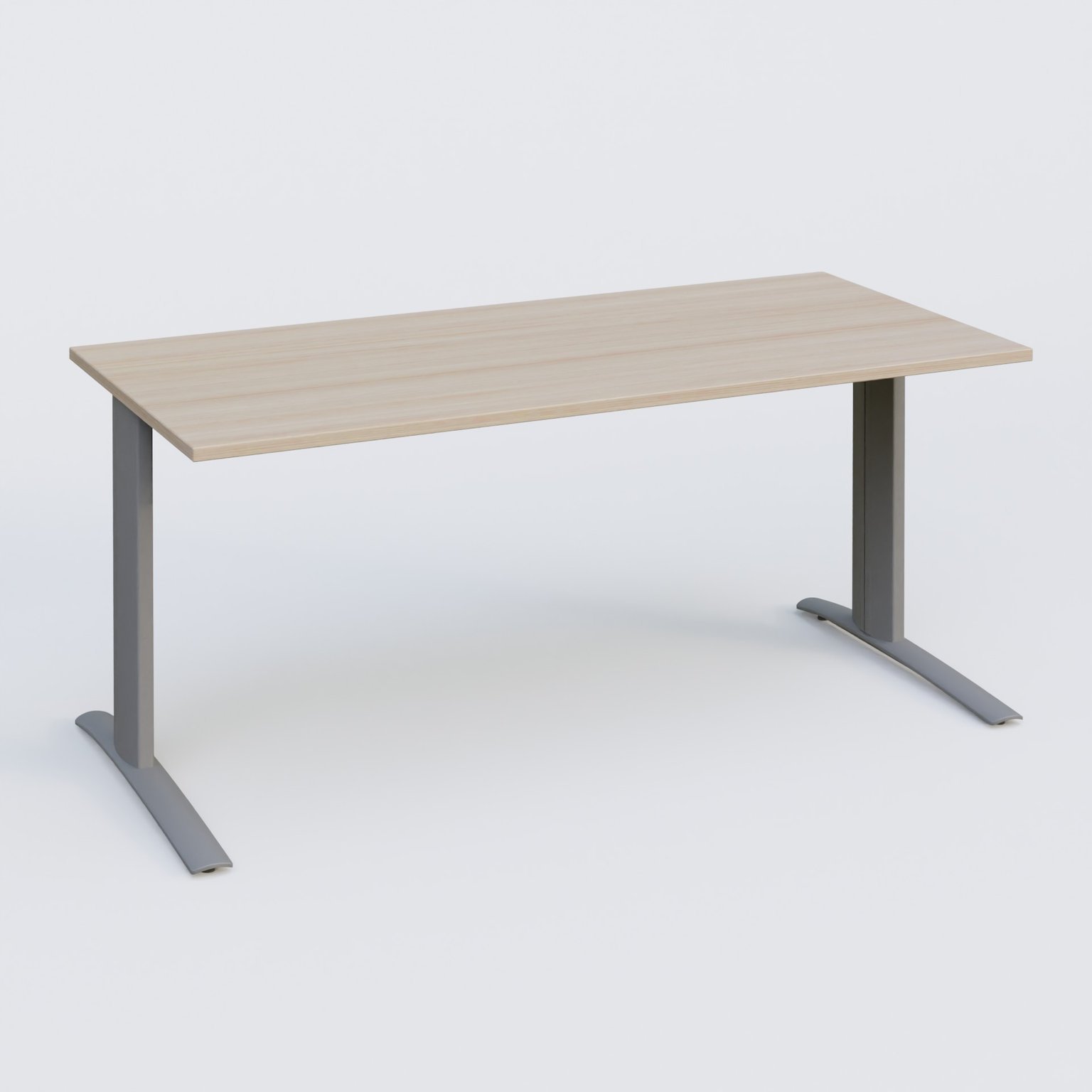 K1 Plateau droit 160x80 pieds fixe. Plateau Acacia et pietement Aluminium