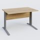 K1 Plateau droit 120x80 avec voile de fond bois. Plateau Chêne naturel et pietement Aluminium