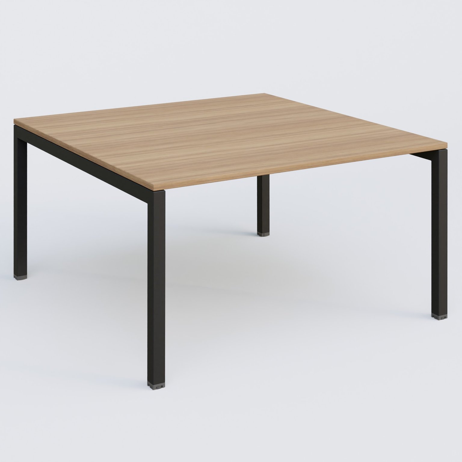 K3 Plateau droit 140x145 pieds fixe. Plateau Noyer et pietement Noir Grainé.