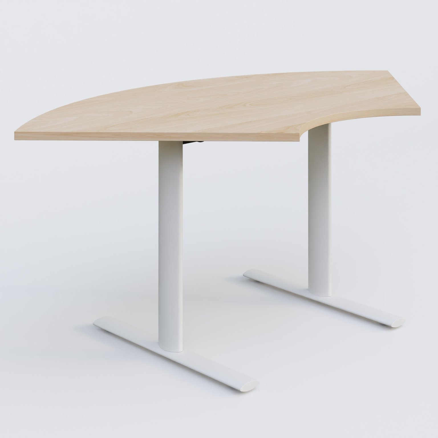 Module 1/4 de couronne gamme Pure 120-120 cm. Plateau Hêtre et pietement Blanc.