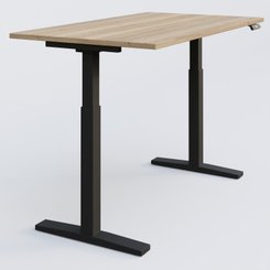 [Pas de famille] - [Pas de sous famille] - Poste solo 140*70 réglable en hauteur éléctriquement de 70-120 cm gamme KPro2. Plateau Chêne naturel et pietement Noir.