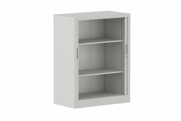 ARMOIRES A RIDEAUX - Largeur 80 cm - Armoire à rideaux H105xL080cm 2 tablettes, corps alu, portes acacia