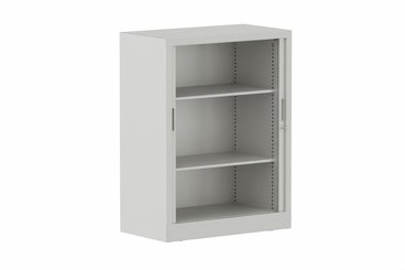 ARMOIRES A RIDEAUX - Largeur 80 cm - Armoire à rideaux H105xL080cm 2 tablettes, corps alu, portes acacia