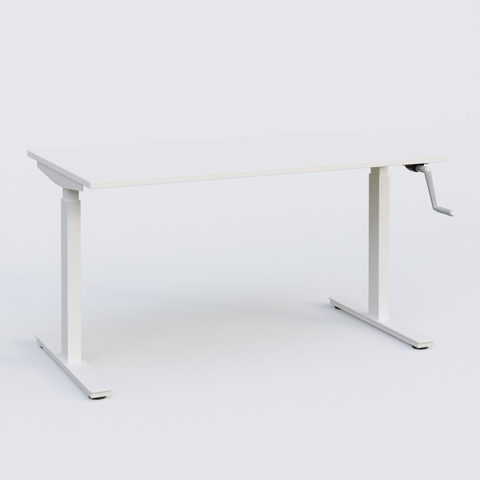 Poste solo 120*80 réglable en hauteur manuel 70-116 cm gamme KPro1. Plateau Blanc et pietement Blanc.