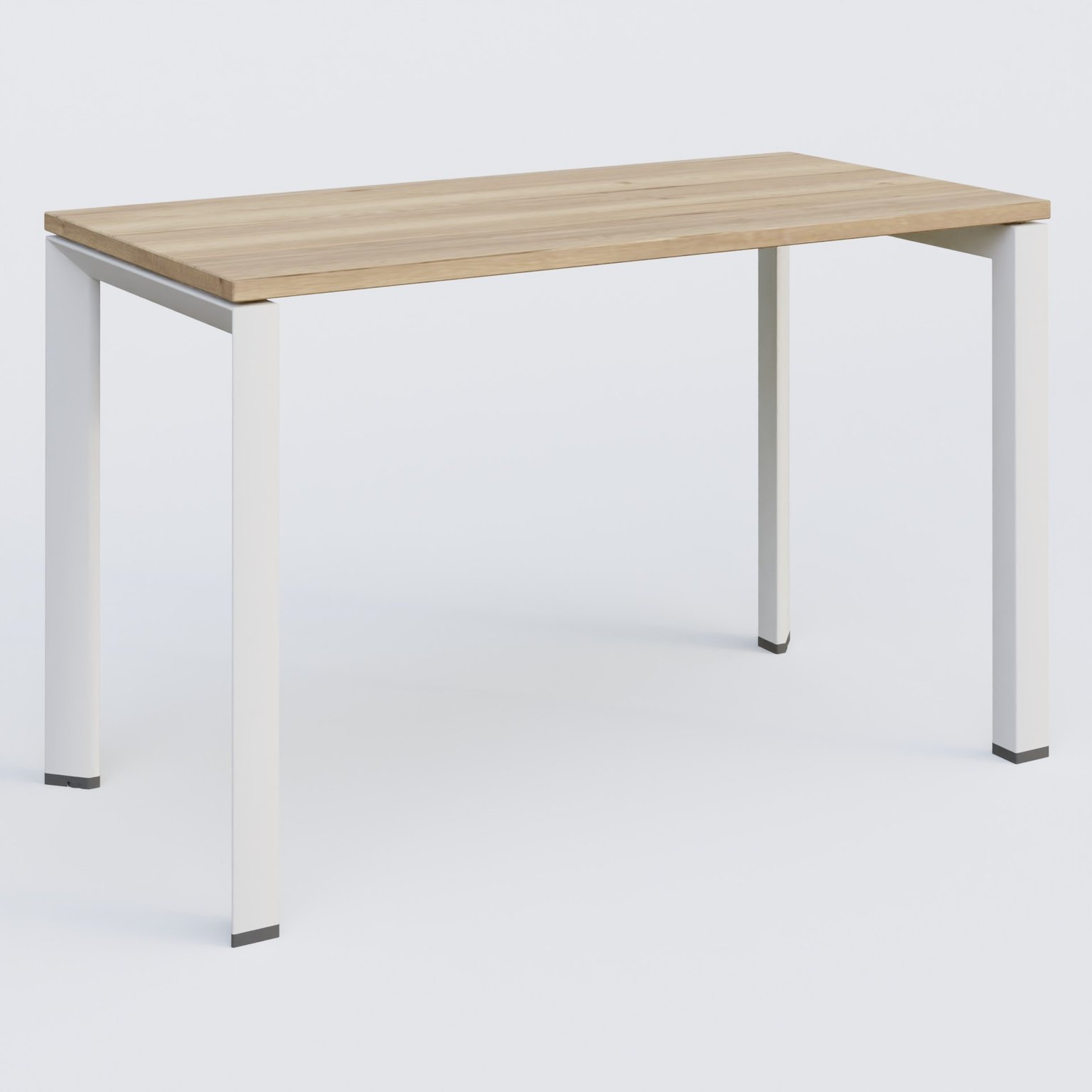 K7 plan droit 120*60 sur pieds fixe. Plateau Chêne naturel et pietement Blanc