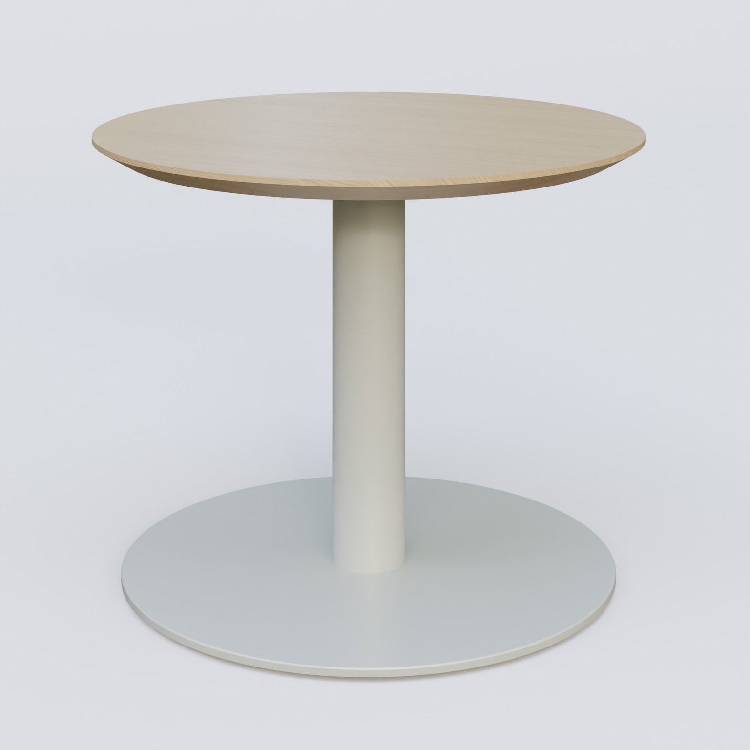 Table Basse Fashion Styl piètement colonne en métal et plateau bois. Plateau Chêne et pietement Gris (RAL 7038).