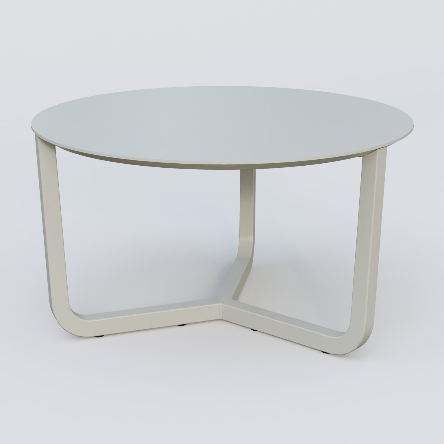 Table Basse Fashion Styl piètement tryptique en métal et plateau bois. Plateau Gris (RAL 7038) et pietement Gris (RAL 7038).