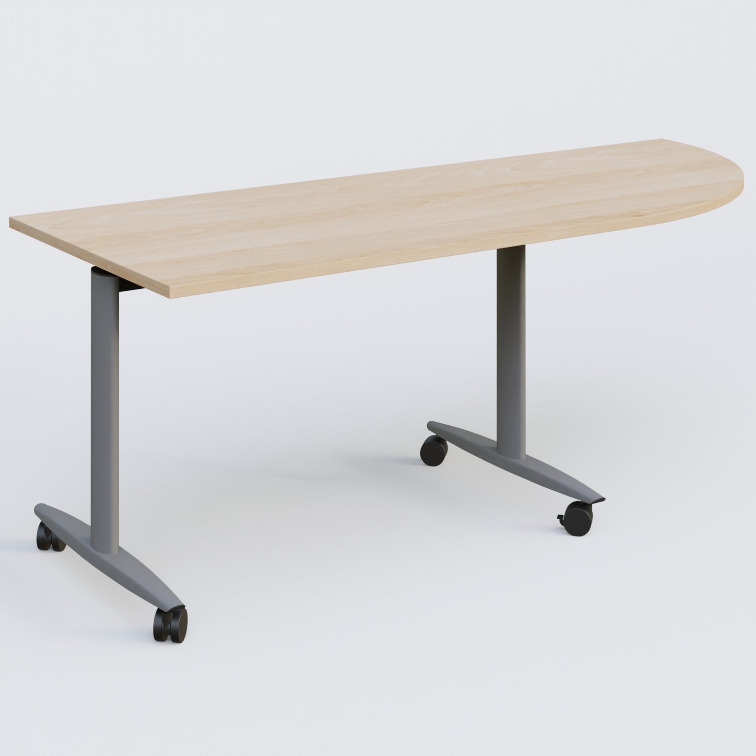 Module d'angle 90° pour table abattante gamme Design 200-80 cm à droite. Plateau Hêtre et pietement Aluminium.