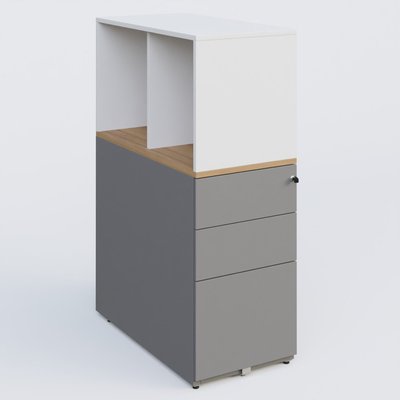 [Pas de famille] - [Pas de sous famille] - Caisson HB 3 tiroirs avec niche. Caisson Aluminium top de finition Noyer et niche blanche.