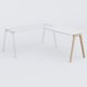 Extensions retour sur pied pour bureau K9 piètement incliné en bois et plateau 120*60 cm. Plateau Blanc et pietement bois massif de hêtre.