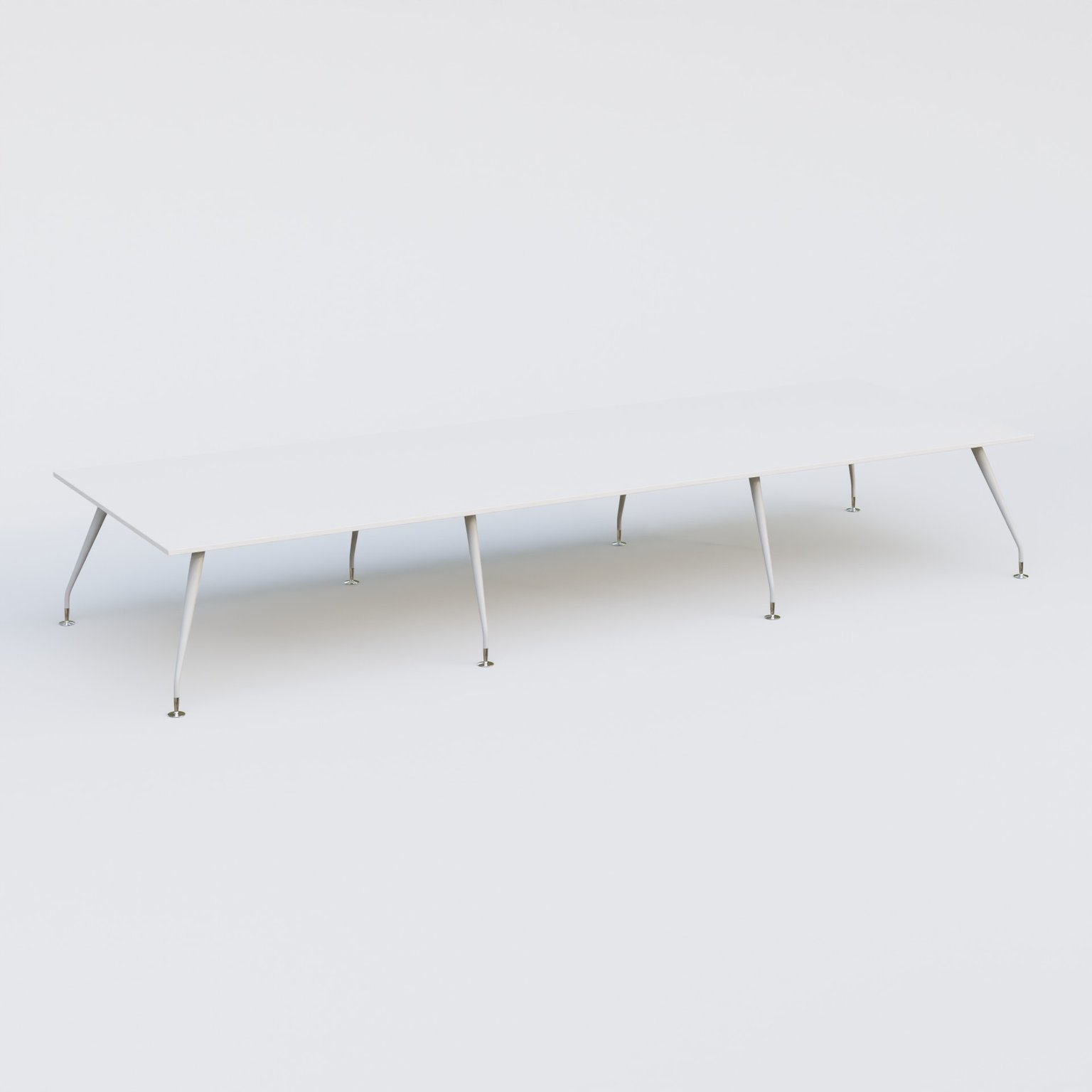 K5 table de reunion 480*165 cm. Plateau Blanc et pietement Blanc avec base chromé.