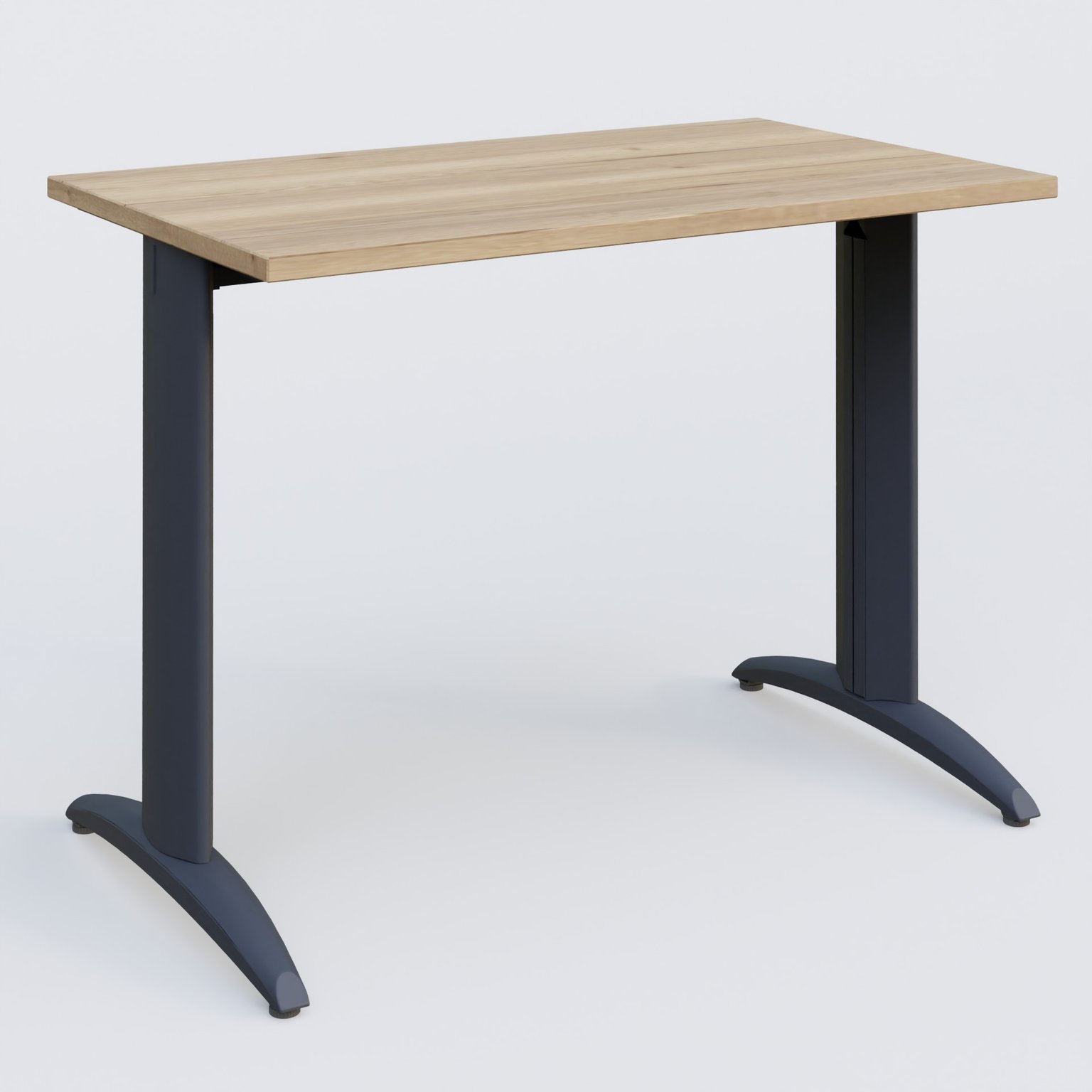 K2 Plateau droit 100x60 pieds fixe. Plateau Chêne naturel et pietement Anthracite.
