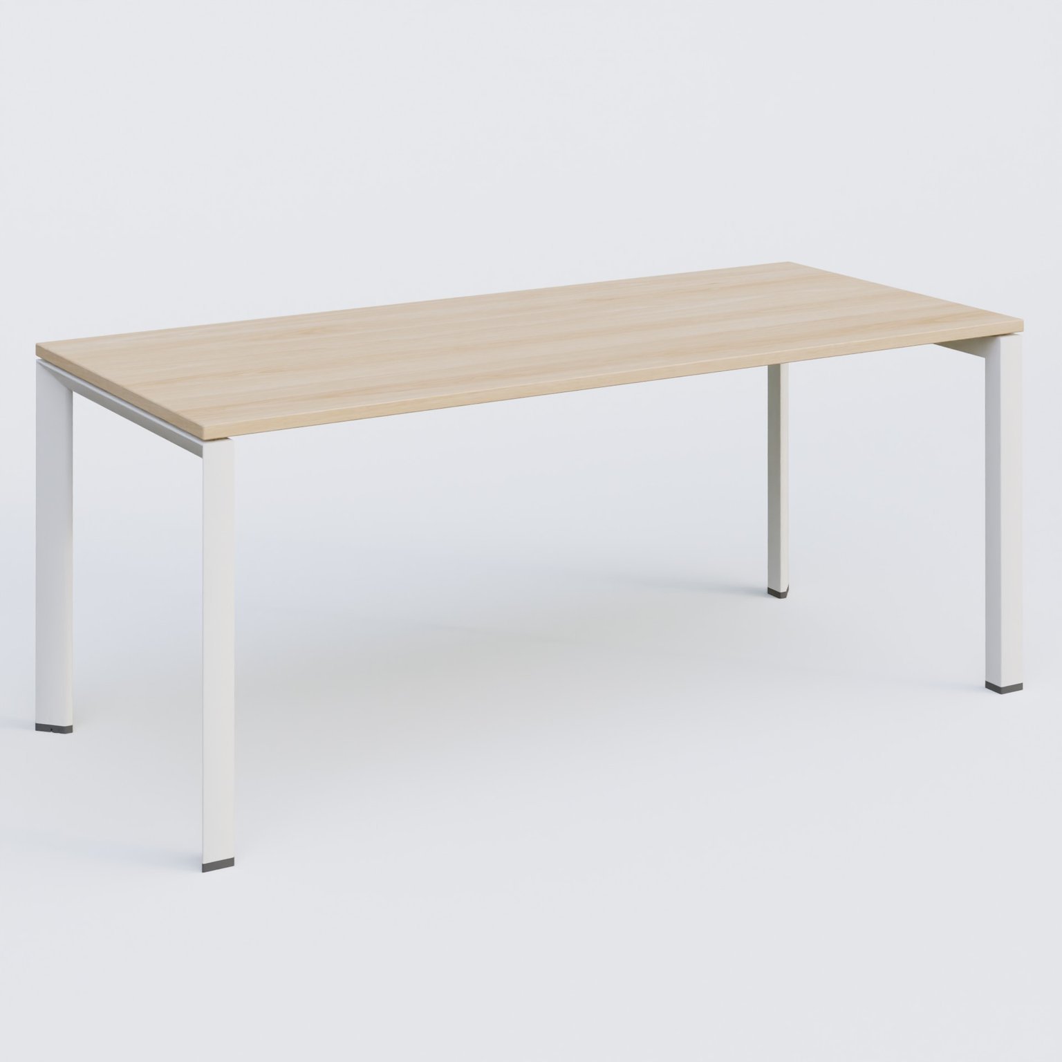 K7 plan droit 180*80 sur pieds fixe. Plateau Hêtre et pietement Blanc