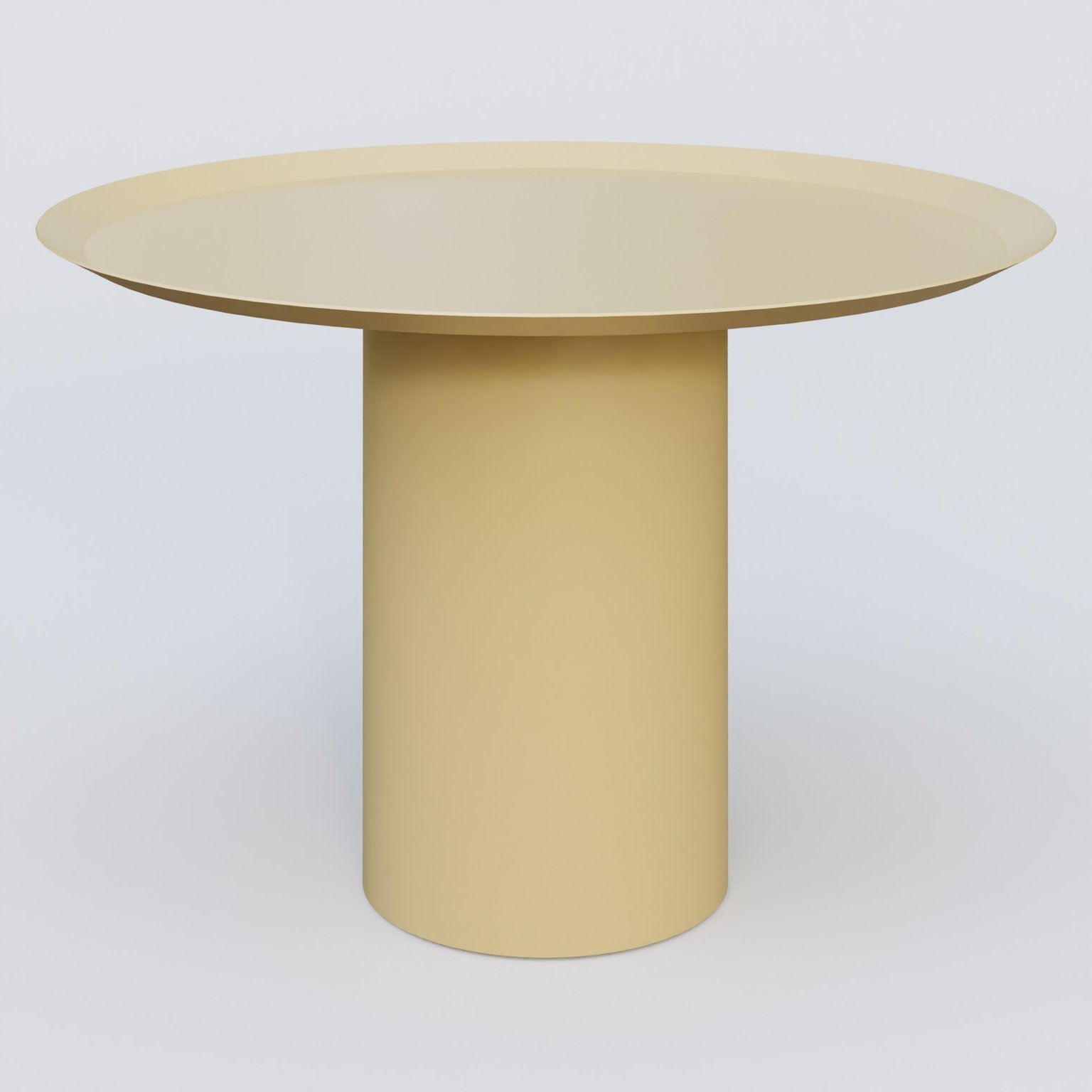 Table Basse Fashon Styl piètement colonne métalique D-26 cm. Plateau Jaune Cuivre (RAL 1002) et pietement Jaune Cuivre (RAL 1002).