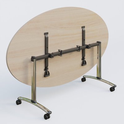 [Pas de famille] - [Pas de sous famille] - Table ovale gamme Arca 200-110 cm. Plateau Acacia et pietement Chrome.