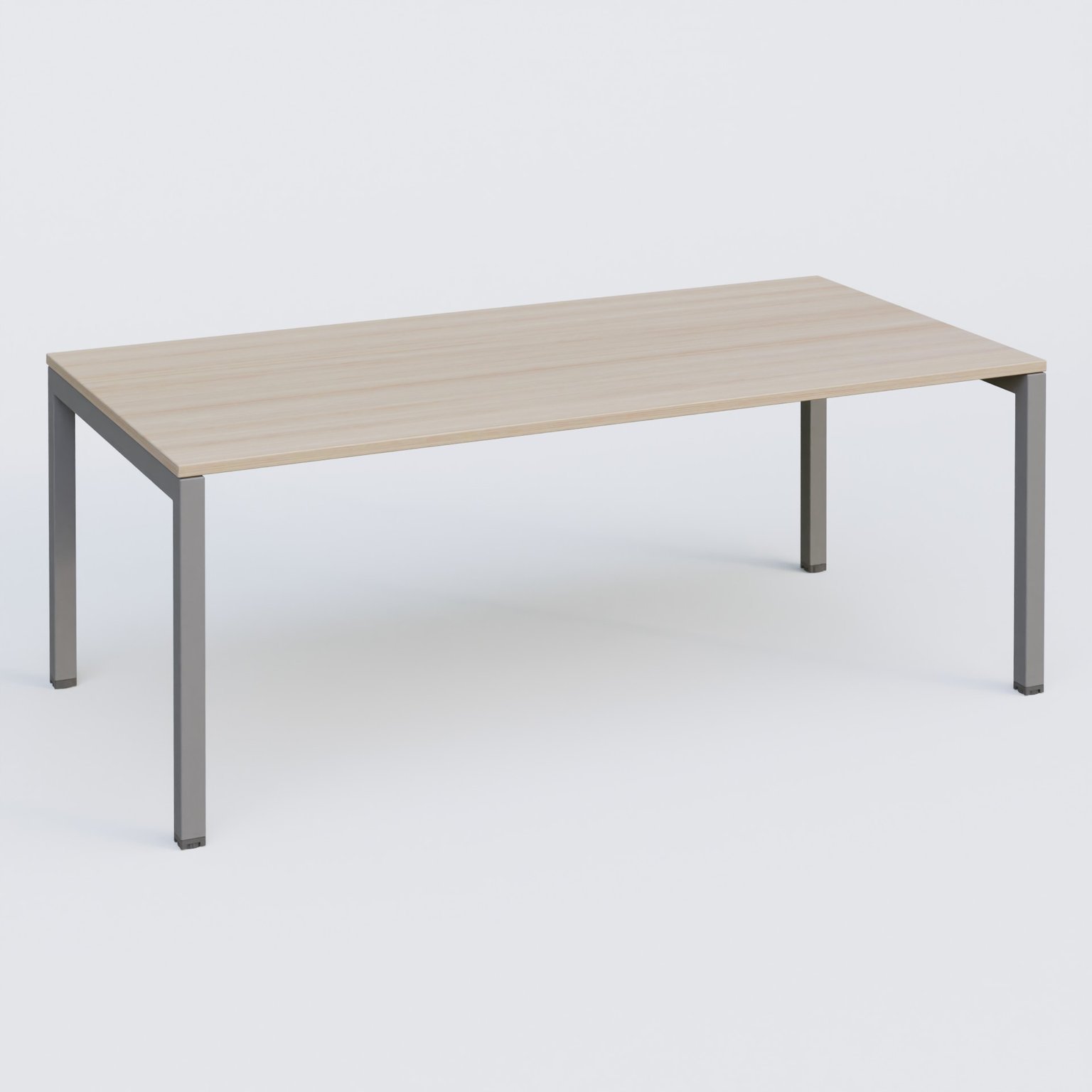 K3 plan droit 200x100cm, plateau acacia, structure aluminium