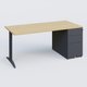 K2 Plateau droit 180x80 avec caisson métalique sous le plateau. Plateau Chêne clair et pietement Anthracite