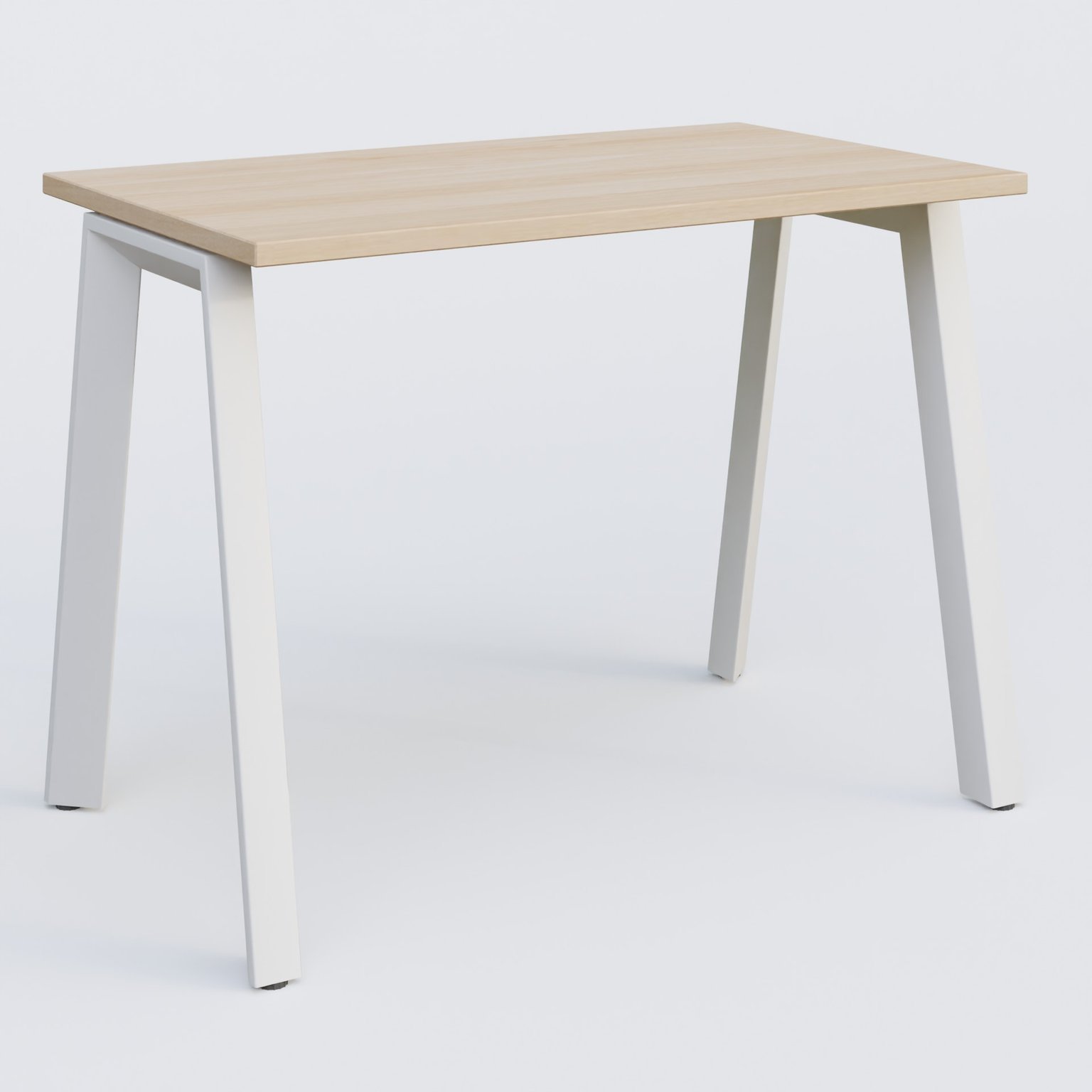 K8 plan droit 100*60 sur pieds fixe. Plateau Hêtre et pietement Blanc