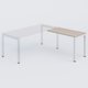 Retour direct 120x60cm sur pied, plateau acacia, structure blanc
