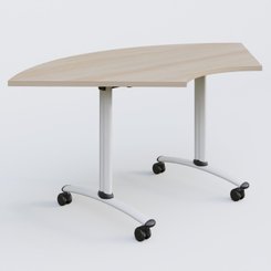 [Pas de famille] - [Pas de sous famille] - Module 1/4 de couronne pour table abattante gamme Arca 120-120 cm. Plateau Acacia et pietement Blanc.