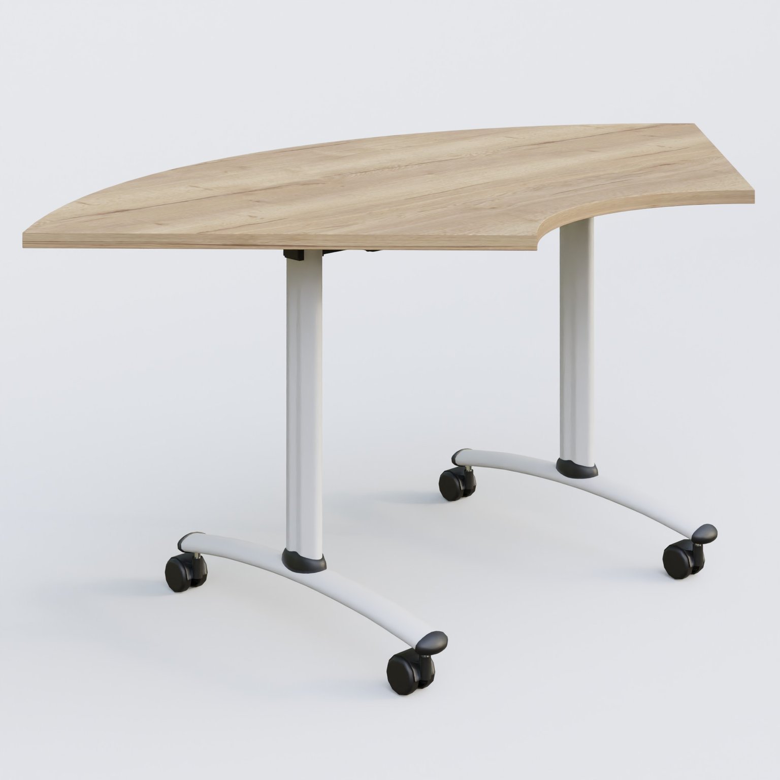 Module 1/4 de couronne pour table abattante gamme Arca 120-120 cm. Plateau Chêne naturel et pietement Blanc.