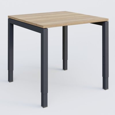 [Pas de famille] - [Pas de sous famille] - Bureau droit gamme K3 80-80 cm hauteur réglable. Plateau Chêne naturel et pietement Anthracite.