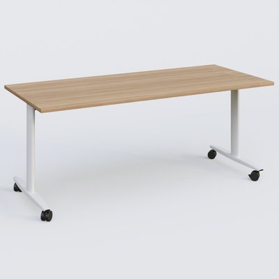 TABLES ABATTANTES - L.180xP.80 cm  - Table abattante gamme Design 180*80 cm. Plateau Noyer et pietement Blanc.