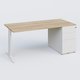 K2 Plateau droit 180x80 avec caisson métalique sous le plateau. Plateau Chêne naturel et pietement Blanc