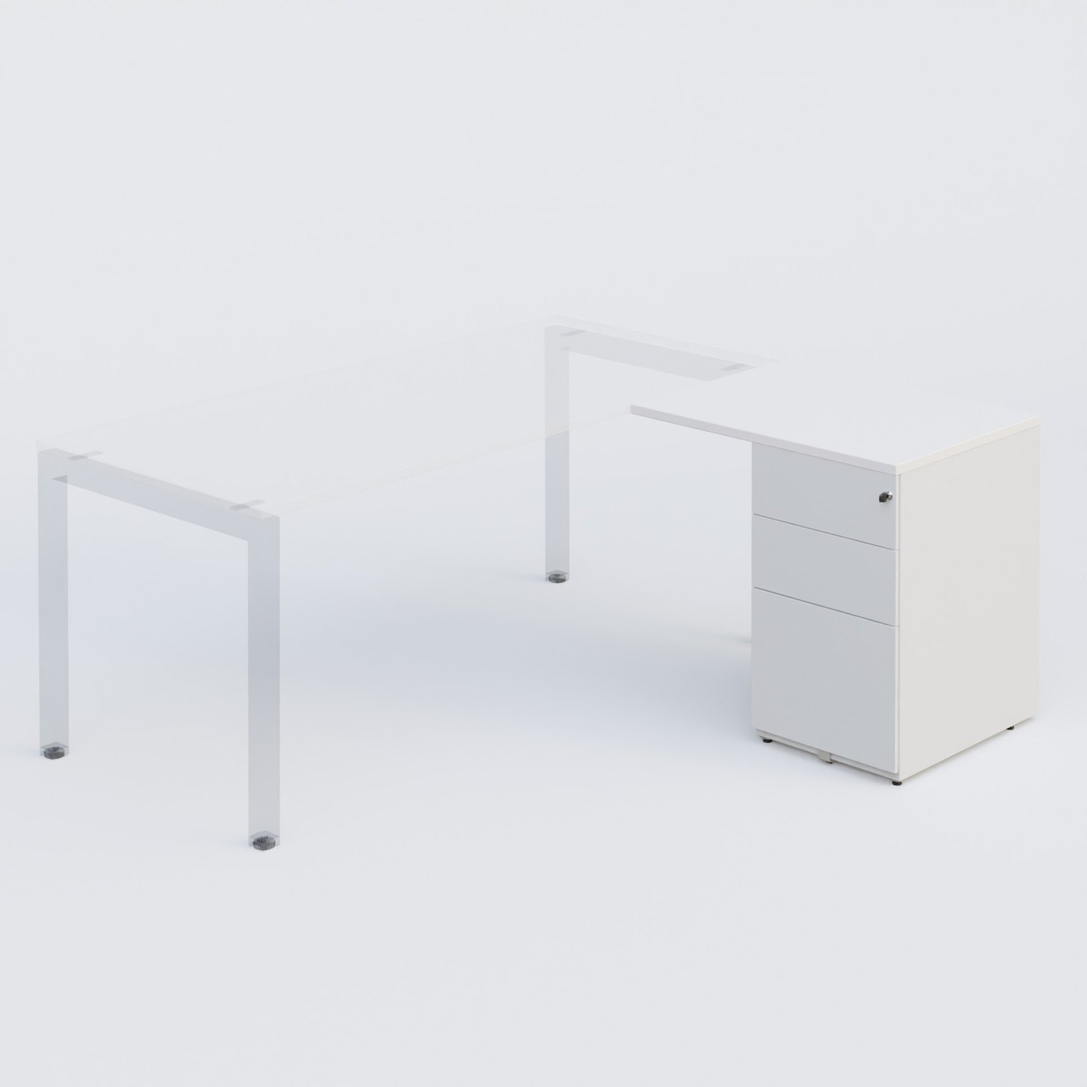 Retour direct 60x80cm sur caisson porteur métal 3 tiroirs blanc/blanc - sur délai