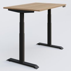 [Pas de famille] - [Pas de sous famille] - Poste solo 140*80 réglable en hauteur éléctriquement de 65-130 cm gamme KPro3. Plateau Noyer et pietement Noir.