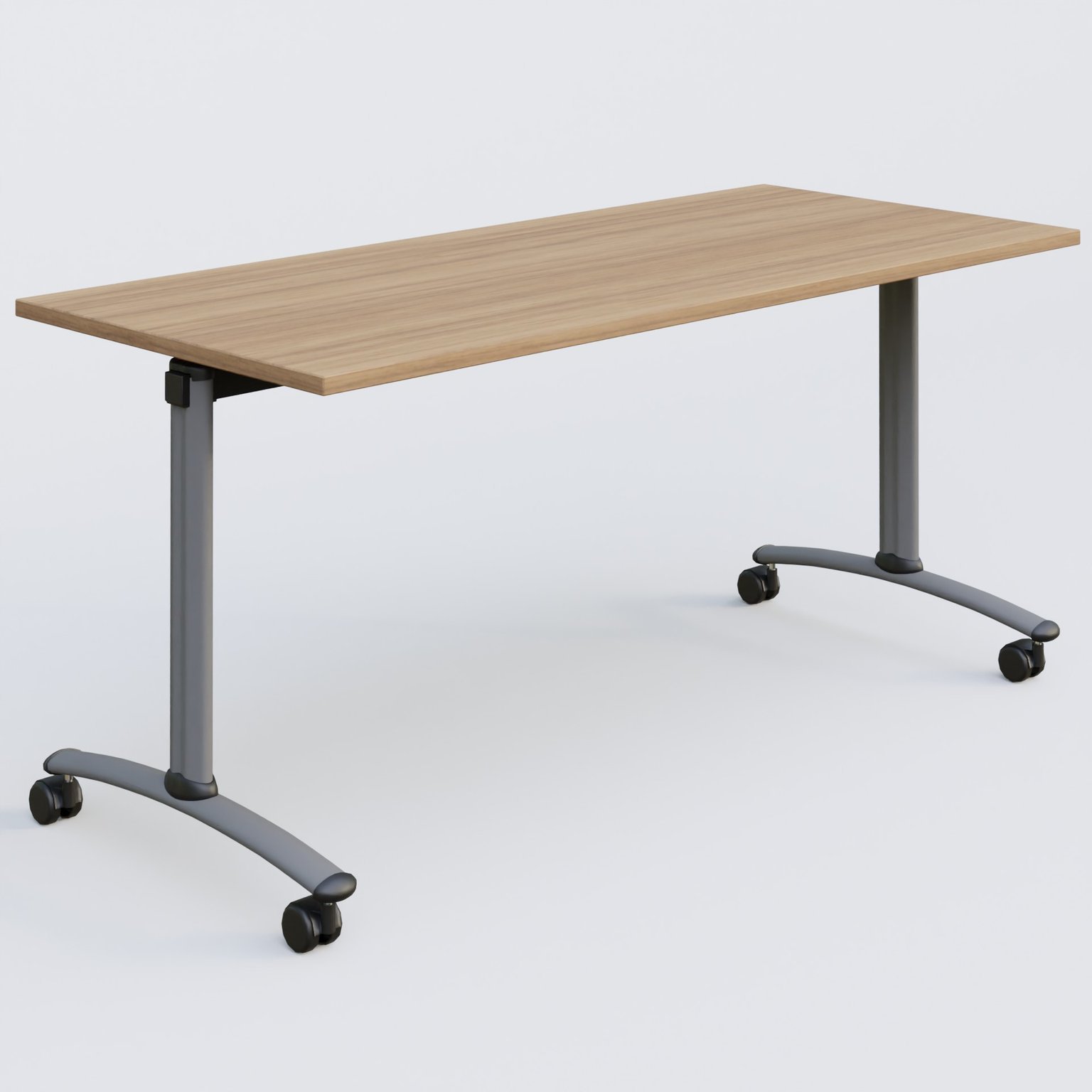 Table abattante gamme Arca 160-70 cm. Plateau Noyer et pietement Aluminium.