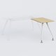 K5 retour sur pied 80*60 cm. Plateau Chêne clair et pietement Blanc avec base chromé.