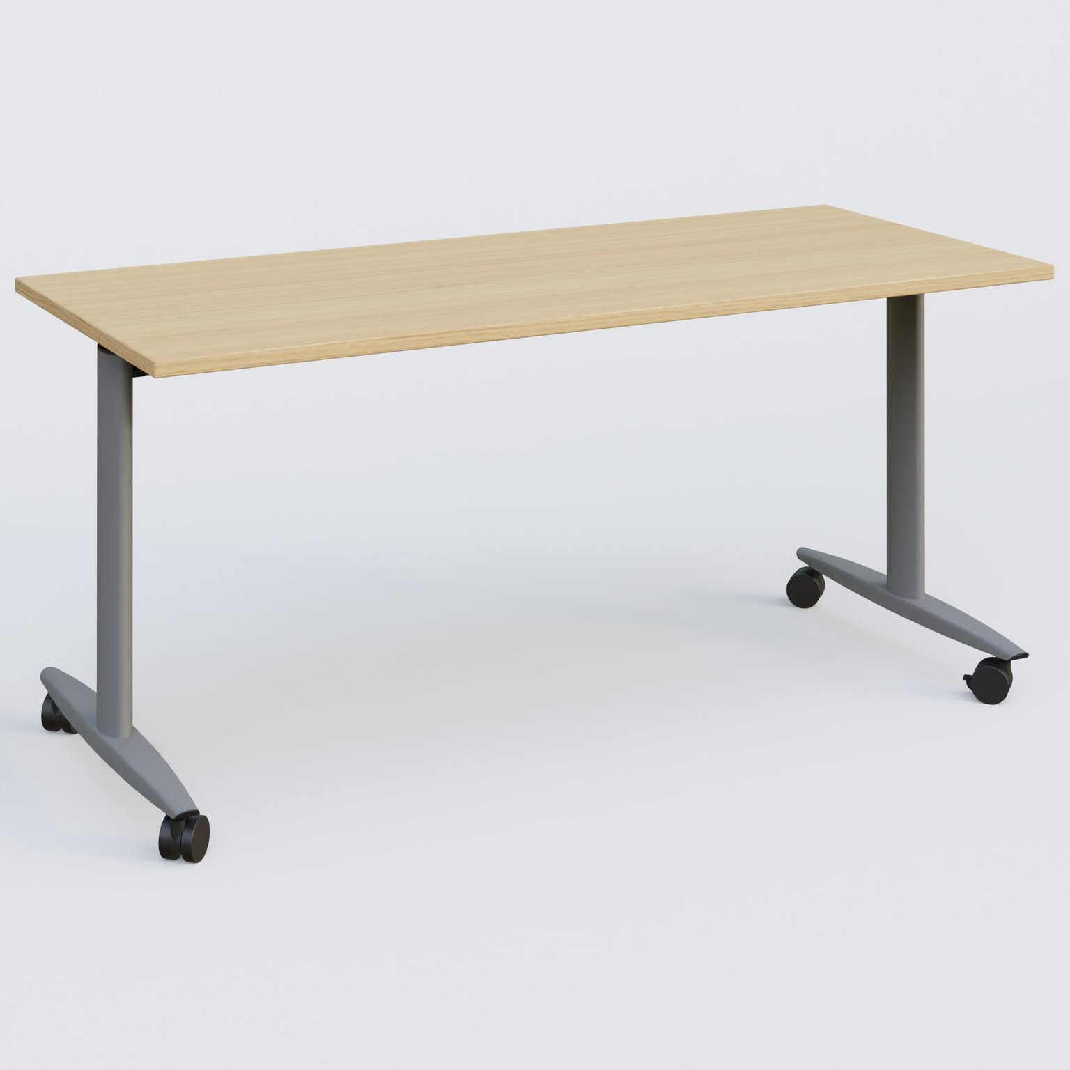 Table abattante gamme Design 160*70 cm. Plateau Chêne clair et pietement Aluminium.