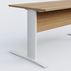 [Pas de famille] - [Pas de sous famille] - K1 Plateau droit 120x80 avec voile de fond bois. Plateau Noyer et pietement Blanc