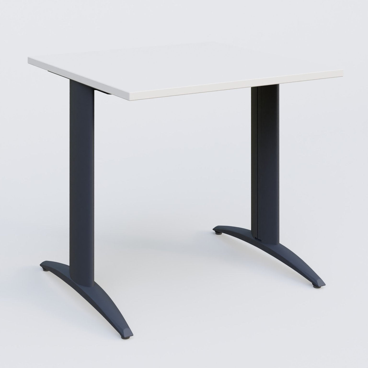 K2 Plateau droit 80x80 pieds fixe. Plateau Blanc et pietement Anthracite.