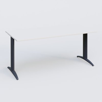 Gamme K2 - Plans droits - Plan droit, pieds fixes, 160x70cm, plateau blanc, structure anthracite