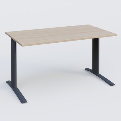 Gamme K1 - Plans droits - K1 Plateau droit 140x80 pieds fixe. Plateau Acacia et pietement Anthracite