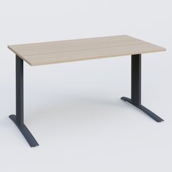 Gamme K1 - Plans droits - K1 Plateau droit 140x80 pieds fixe. Plateau Acacia et pietement Anthracite