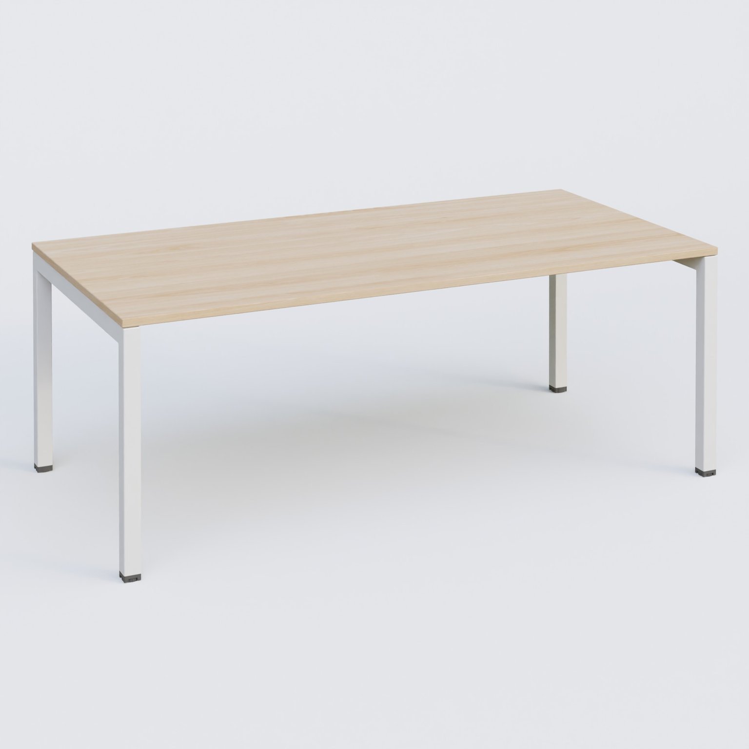 K3 plan droit 200x100cm, plateau hêtre, structure blanc