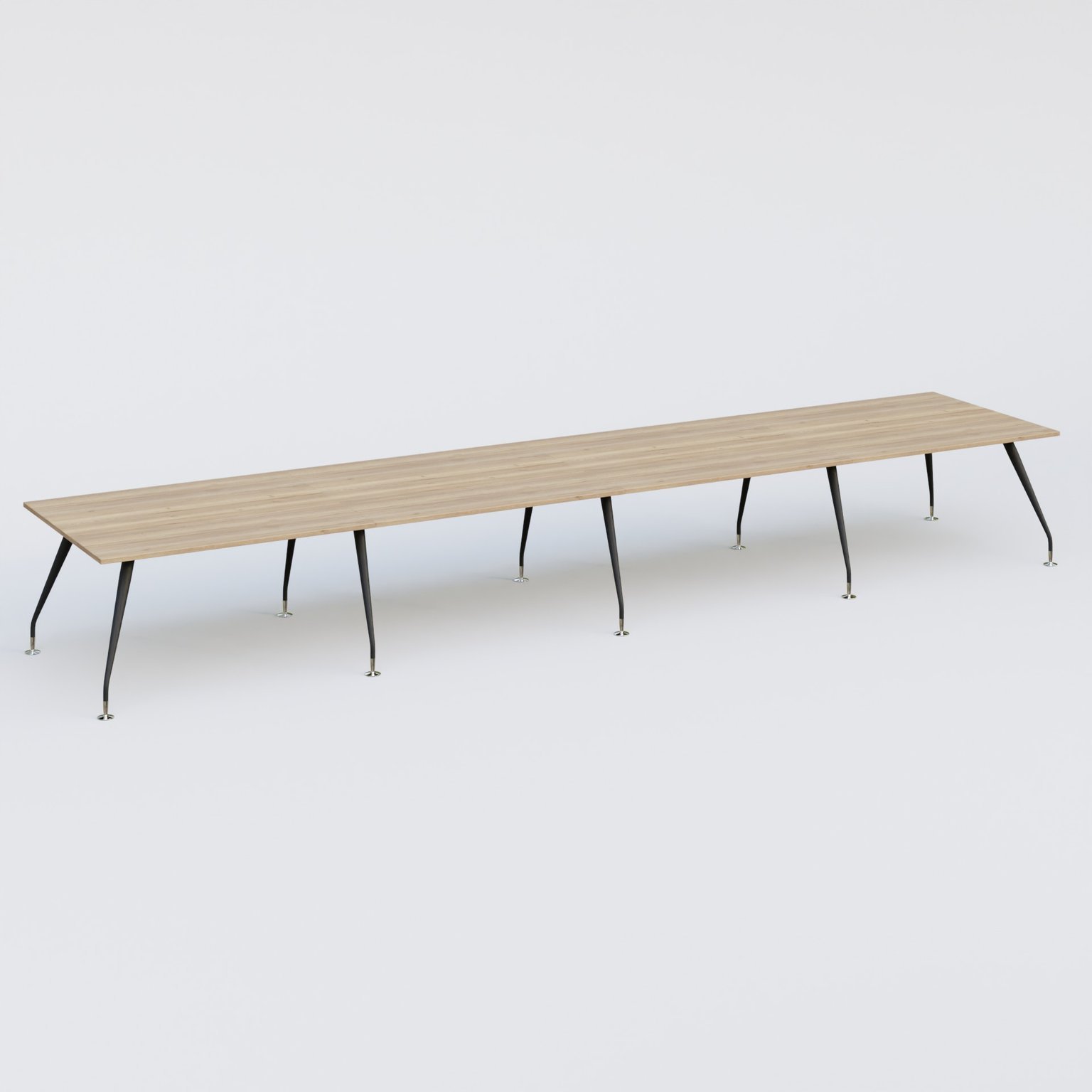 K5 table bench 560*120 cm. Plateau Chêne naturel et pietement Noir Mat avec base chromé.