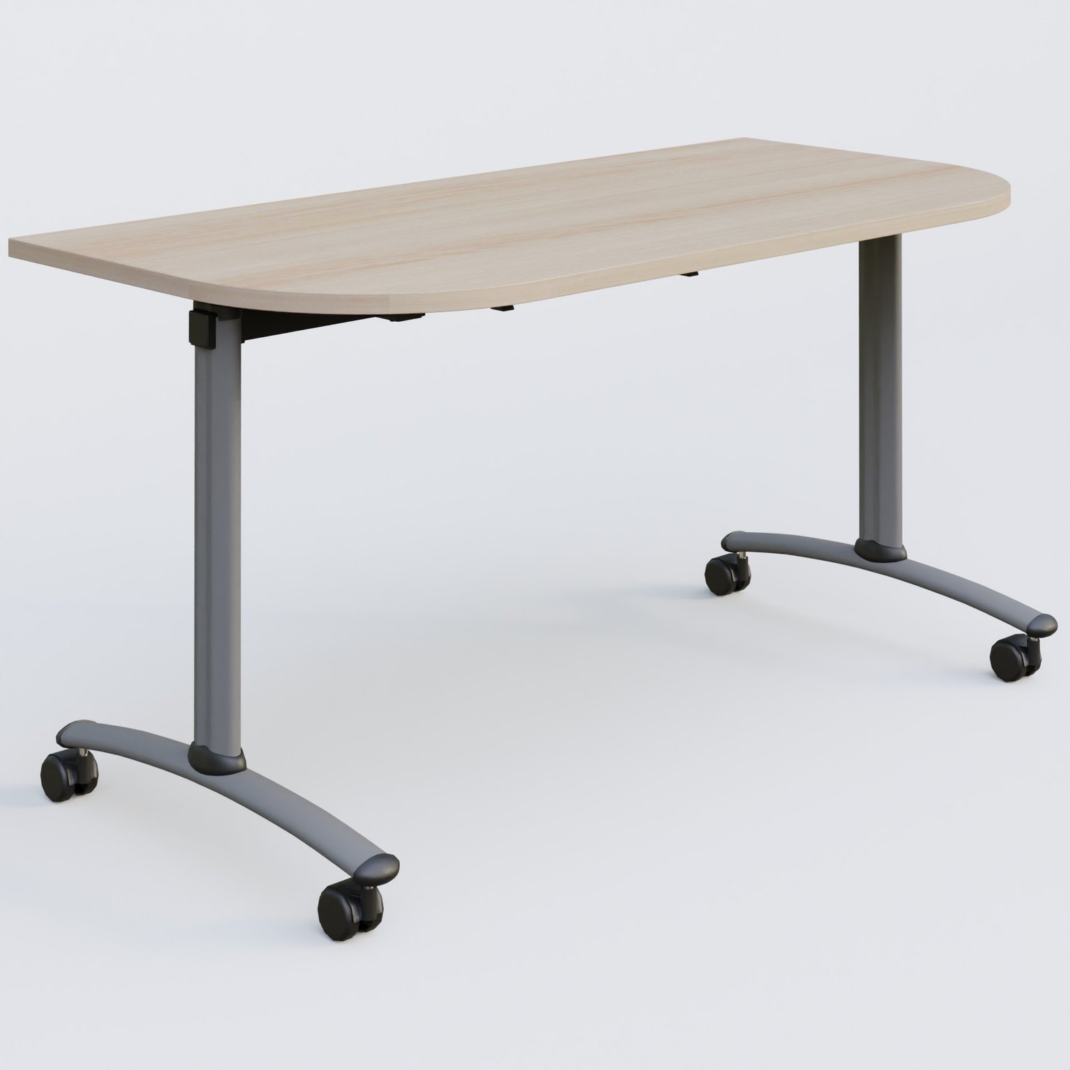 Module d'extrémité pour table abattante gamme Arca 145-70 cm. Plateau Acacia et pietement Aluminium.