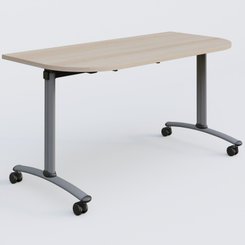 TABLES ABATTANTES - Plateaux 25 mm - Module d'extrémité pour table abattante gamme Arca 145-70 cm. Plateau Acacia et pietement Aluminium.