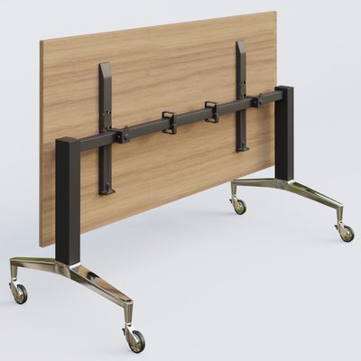 [Pas de famille] - [Pas de sous famille] - Module droit de la gamme LEM 120-80 cm. Plateau Noyer et pietement Noir/Chrome.