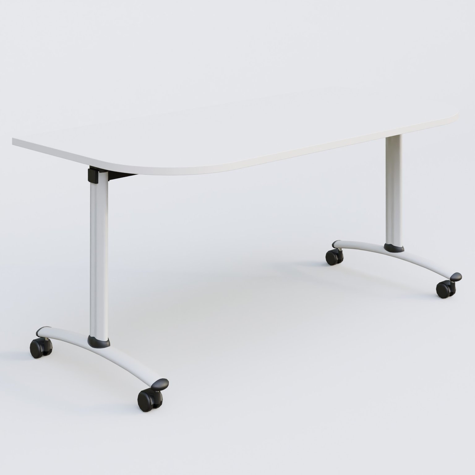 Module d'extrémité pour table abattante gamme Arca 165-80 cm. Plateau Blanc et pietement Blanc.