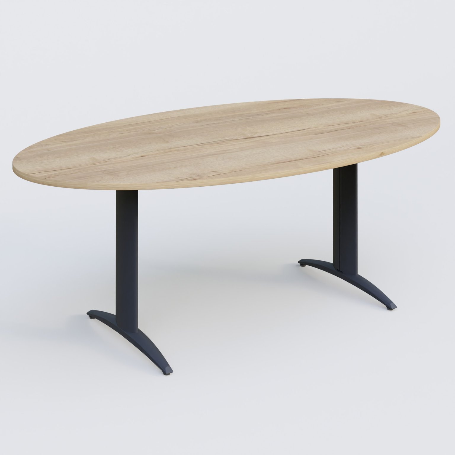 Table de réunion pietement K2 plateau 200-110 cm. Plateau Chêne naturel et pietement Anthracite.