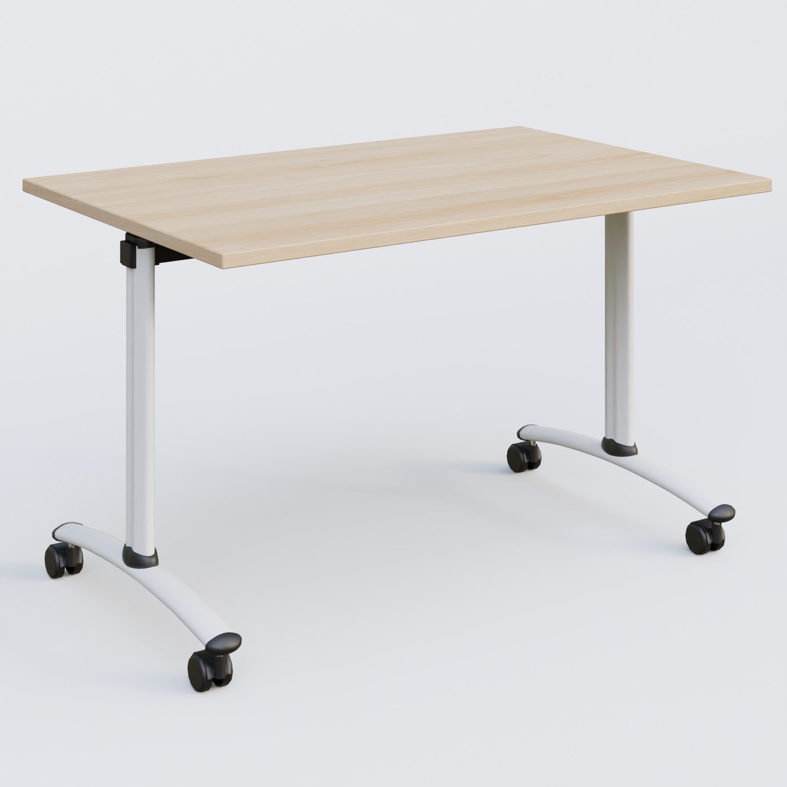Table abattante gamme Arca 120-80 cm. Plateau Hêtre et pietement Blanc.